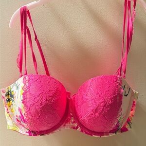 Cacique Vibrant Lace Bra - Pink and Floral